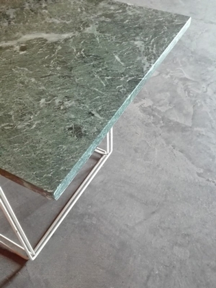 A composed low side table, on a Max Sauze base with green marble