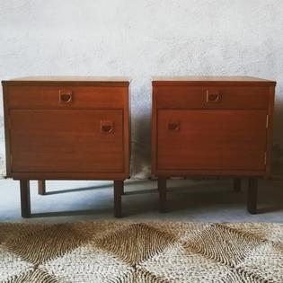 A pair of teak bedside tables by Alfred Cox Furniture