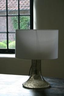 A vintage brown glass double lamp