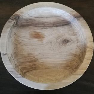 A walnut circular tray