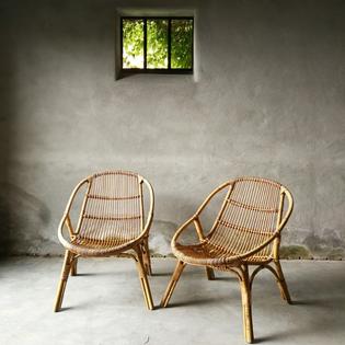 an original pair of rotan fauteuils