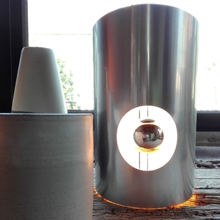 An unusual aluminium table lamp