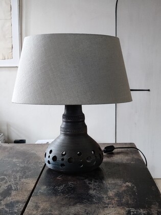 Brown ceramic vintage table lamp