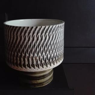 Ceramic vase with graphic design