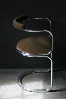 Chrome and brown velvet desk chair