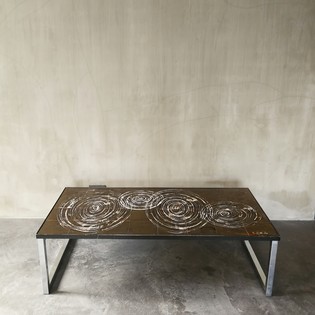 Coffee table with a ceramic tiles top, midcentury