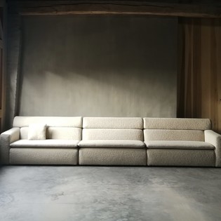 Extra large sofa with original white woolen upholstery
