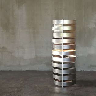 large aluminium floorlamp in style of PierreVandel, French