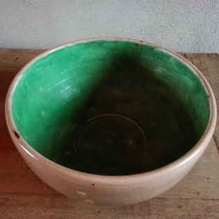 large English green ceramic bowl