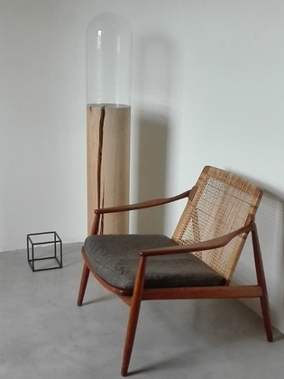 Lounge chair by Hartmut Lohmeyer, teak and cane