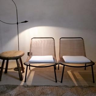 Pair of loungechairs scoubidou by André Monpoix, fifties