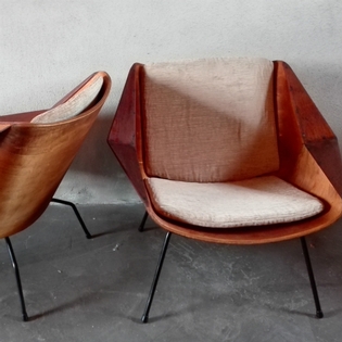 Pair of original unupholstered seats by Cees Braakman for Pastoe