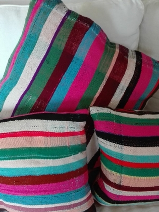 Selection of cushions, antiques marrocan fabric