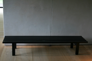 Slated black bench by Martin Visser
