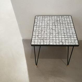 Small black and white mosaic side table