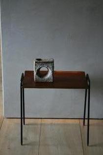 Small wooden and iron swedish side table