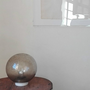 Smoked glass and bachelite table lamp