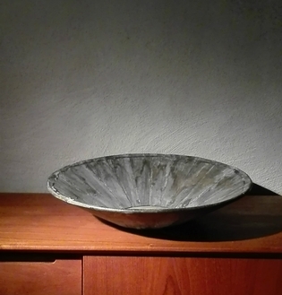 Wooden large grey bowl